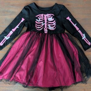 Kids Skeleton Costume Dress - Black and Pink